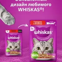 Влажный корм Whiskas для кошек, говядина/ягненок в желе, пауч, 75 г