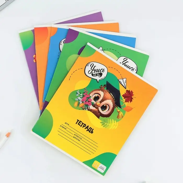 Тетрадь 12 листов в косую линейку, А5, на скрепке, блок №1 &laquo;Учись на 5+&raquo; МИКС