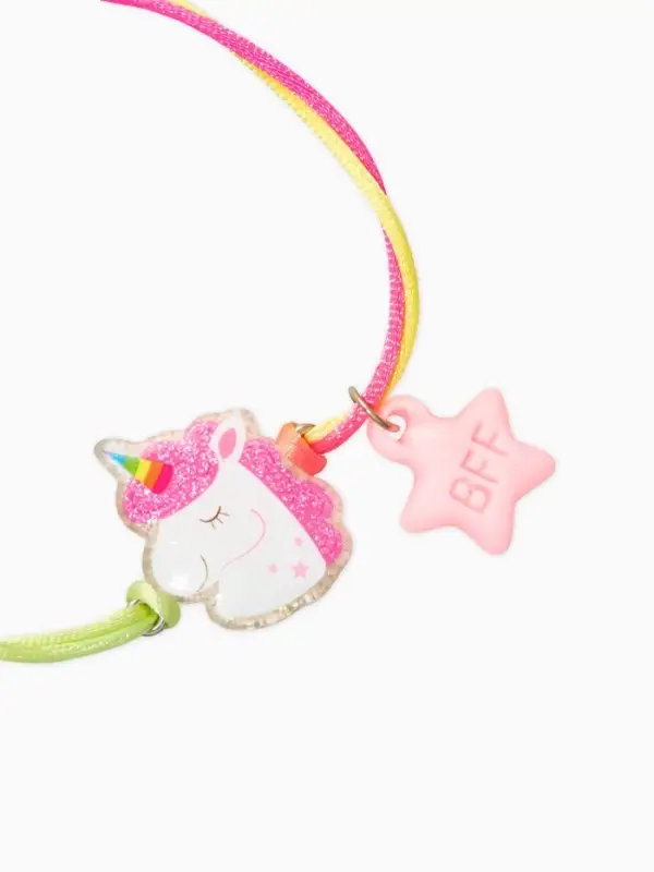 Браслеты детские парные "Выбражулька" неразлучники, единорог, звезды, разноцветный