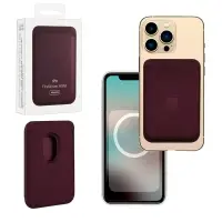 Чехол FineWoven Wallet Mulberry iPh 12 - 16 Pro Max (Анимация NFC Clear) с лого