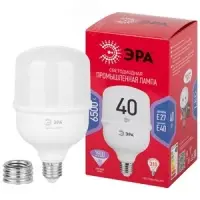 Лампа светодиодная LED 40 Вт 3900Лм 6500К T100 холодный E27/E40 (переходник) 150-275В LED POWER T100-40W-6500-E27/E40 Red Line