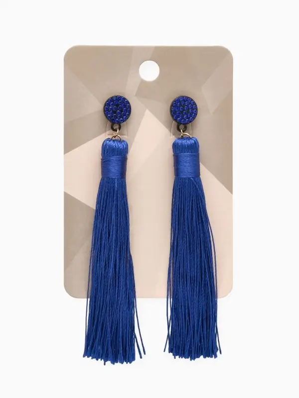 Серьги &laquo;Кисти&raquo;, гармония, синие, L, кистей, 10.5 см