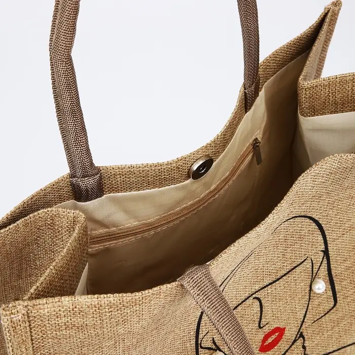 Сумка - шоппер, на магните, 34&times;17&times;30 см, бежевая