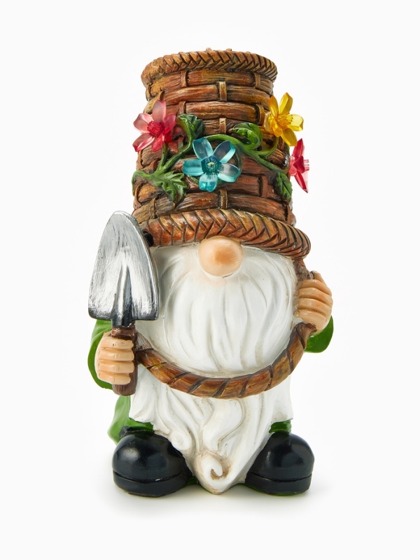 Садовая фигура  Садовая фигура "Гном с лопатой", 14х13.5х24 см, с подсветкой