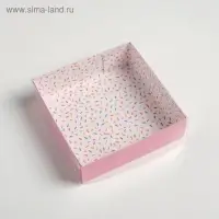 Кондитерская упаковка, коробка для макарун с пластиковой крышкой, «Сладости для радости», 12 х 12 х 3.5 см