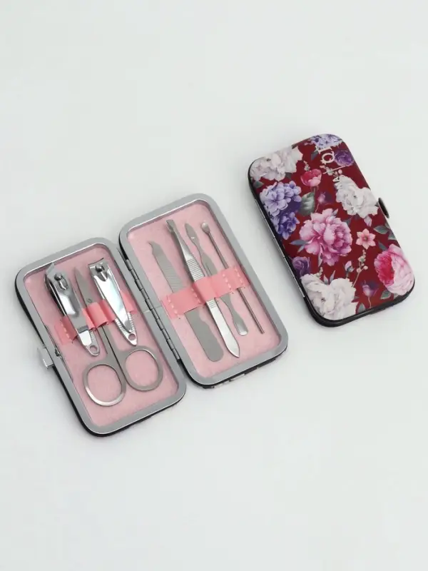 Набор маникюрный &laquo;Цветочная рапсодия&raquo;, 7 предметов, в футляре, разноцветный