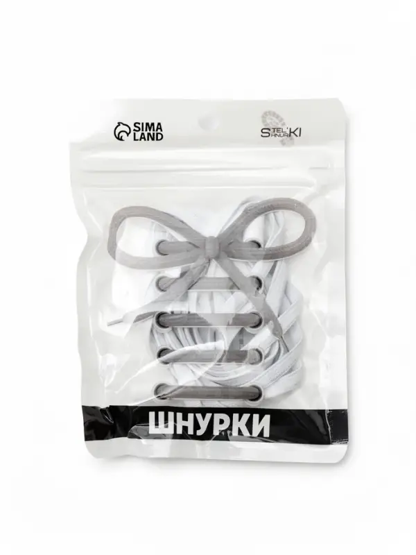 Шнурки для обуви, пара, плоские, с фиксатором, эластичные, 6 мм, 100 см, белые