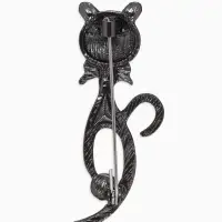 Брошь &laquo;Кошка с бантиком&raquo;, серая