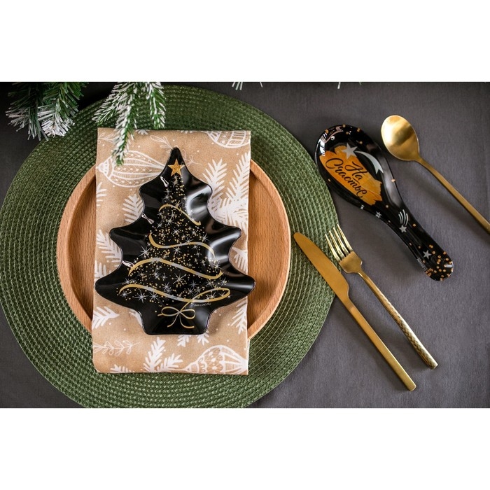 Подставка под ложку новогодняя Дорого внимание «На счастье», 21,4 х 7,5 см, стекло Подставка под ложку новогодняя Дорого внимание «На счастье», 21,4 х 7,5 см, стекло