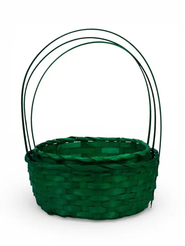 Набор корзин 3 шт 22х18x10 24х19x10 27х21x10 см ручка h=24/26/28 см зеленый
