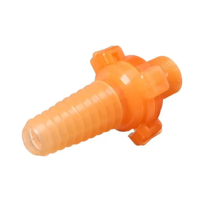 Штуцер, наружная резьба 1/2", под шланг 3/4" (19 мм) – 1" (25 мм), разъёмное соединение «Байонет», пластик