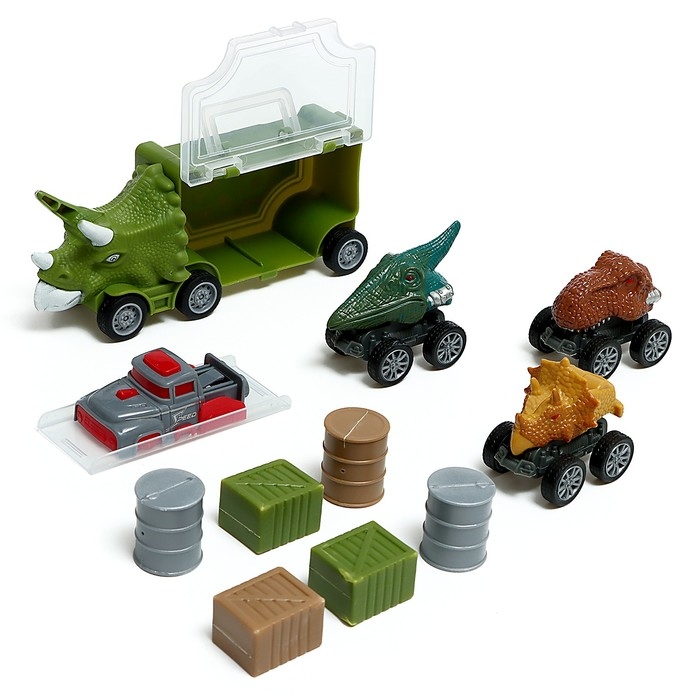 Грузовик &laquo;Дино перевозчик&raquo;, 3 машины, станция запуска, аксессуары