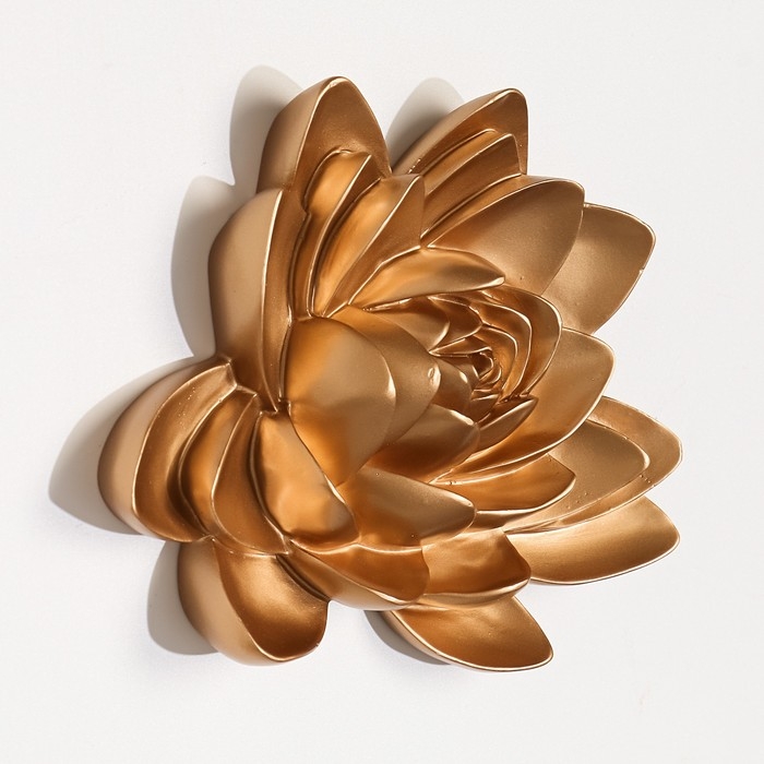 Декорация настенная панно, Декорация настенная панно, "Лотос" 14 x 15 см, золото