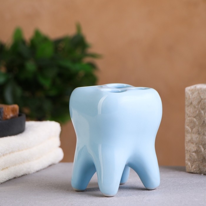 Стакан под зубную щетку Стакан под зубную щетку "Зуб" голубой