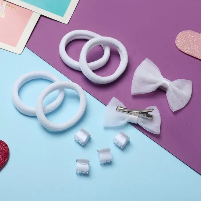 Набор для волос Набор для волос "Катерина" (2 зажима, 4 краба, 4 резинки) бантики, белый