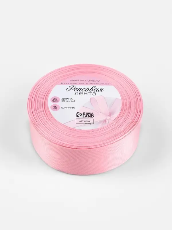 Лента репсовая, 40 мм, 23&plusmn;1 м, светло-розовая №04