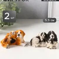 Набор фигурок 2 шт. полистоун &laquo;Собаки с щенками&raquo;, 5.5&times;9.5&times;5.5 см