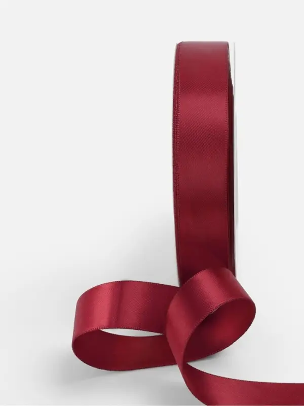 Лента атласная TEIRA, двухсторонняя, 20 мм, 25&plusmn;1 м, бордовая №0789