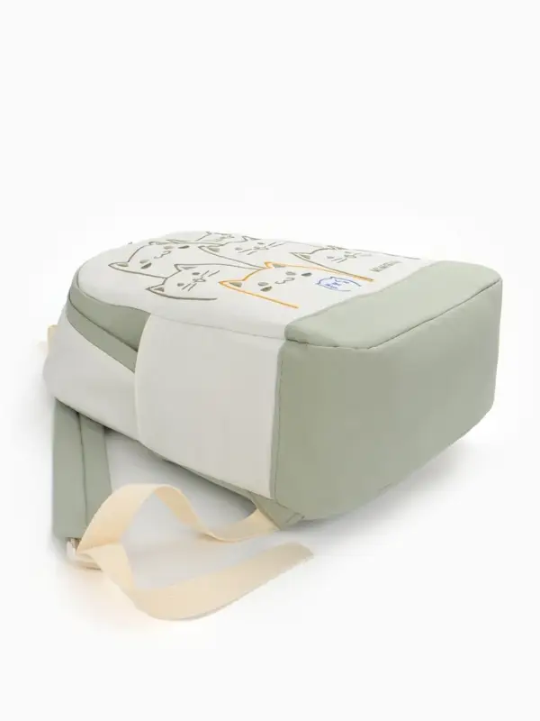 Рюкзак школьный на молнии, с карманами, с рисунком, размер 30&times;14&times;43 см, зелёный