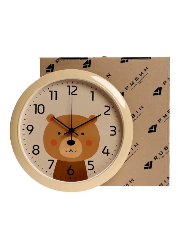 Часы настенные  Часы настенные "Медвежонок", детские, плавный ход,  d=29см, бежевые