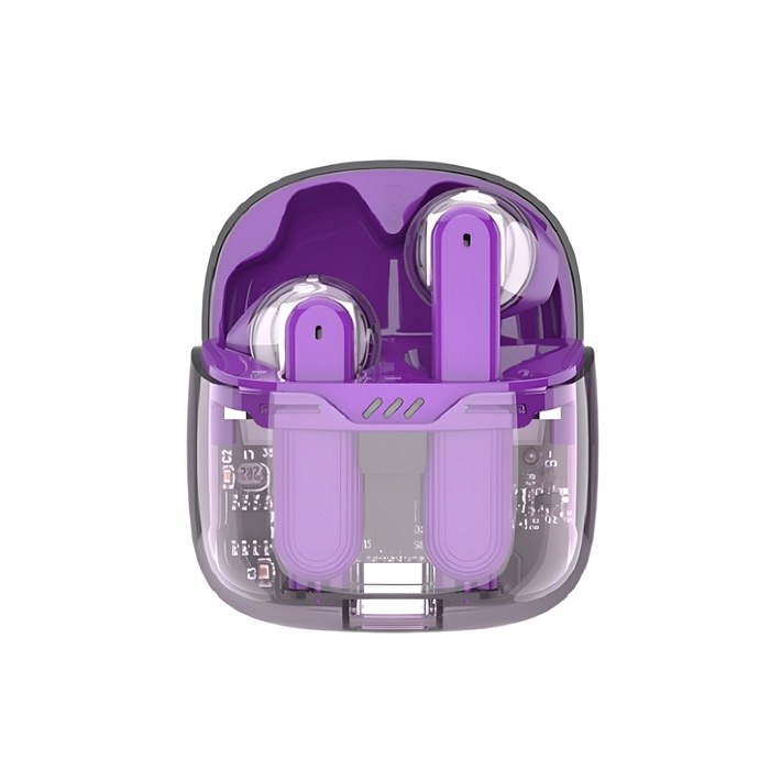 Наушники беспроводные K20, TWS, вкладыши, BT 5.0, 35/260 мАч, прозрачные, фиолетовые Наушники беспроводные K20, TWS, вкладыши, BT 5.0, 35/260 мАч, прозрачные, фиолетовые