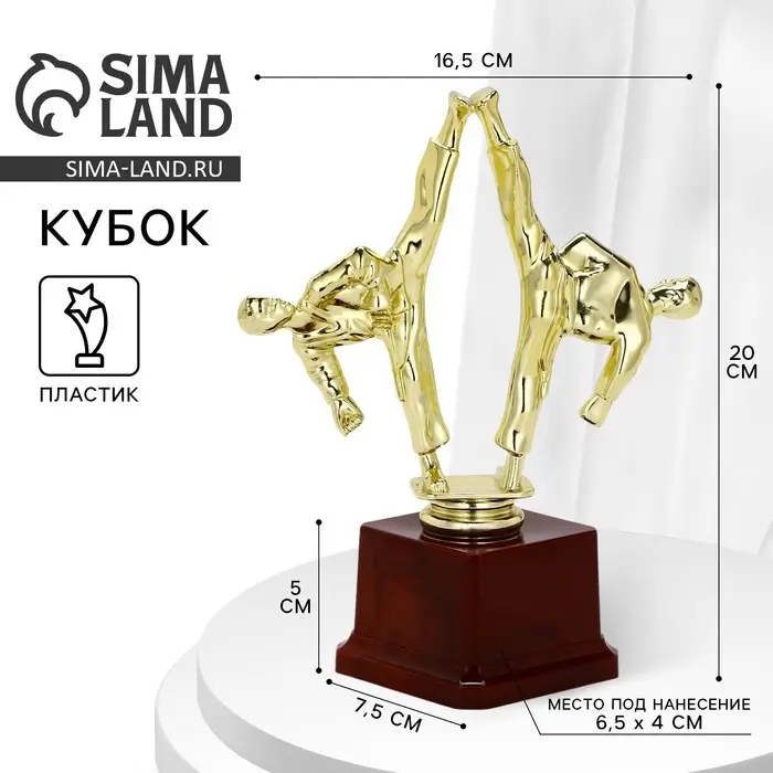 Наградная фигура кубок &laquo;Спортивные единоборства&raquo;, золото, подставка пластик, 20 см