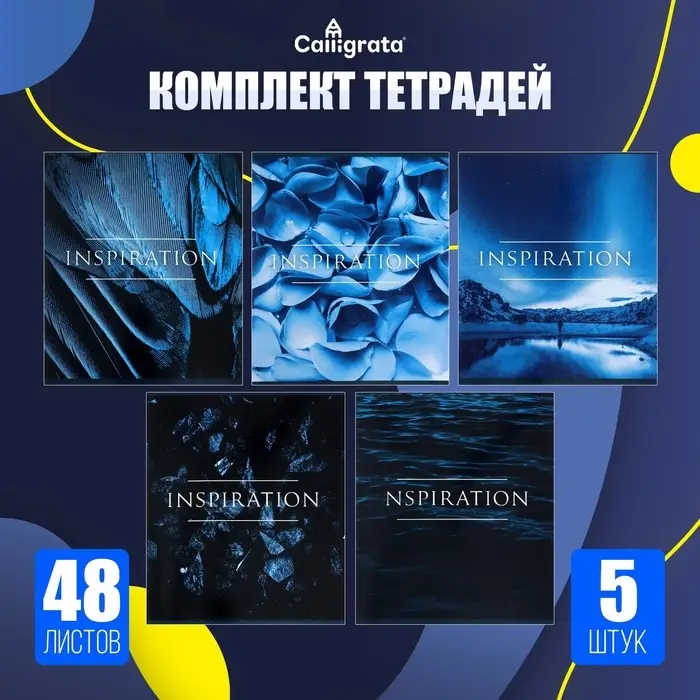 Тетради 5 штук, 48 листов в клетку Calligrata &laquo;Вдохновение&raquo;, обложка мелованный картон, блок офсет