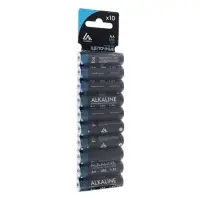 Батарейка алкалиновая (щелочная) Luazon, AA, LR6, блистер, 10 штук