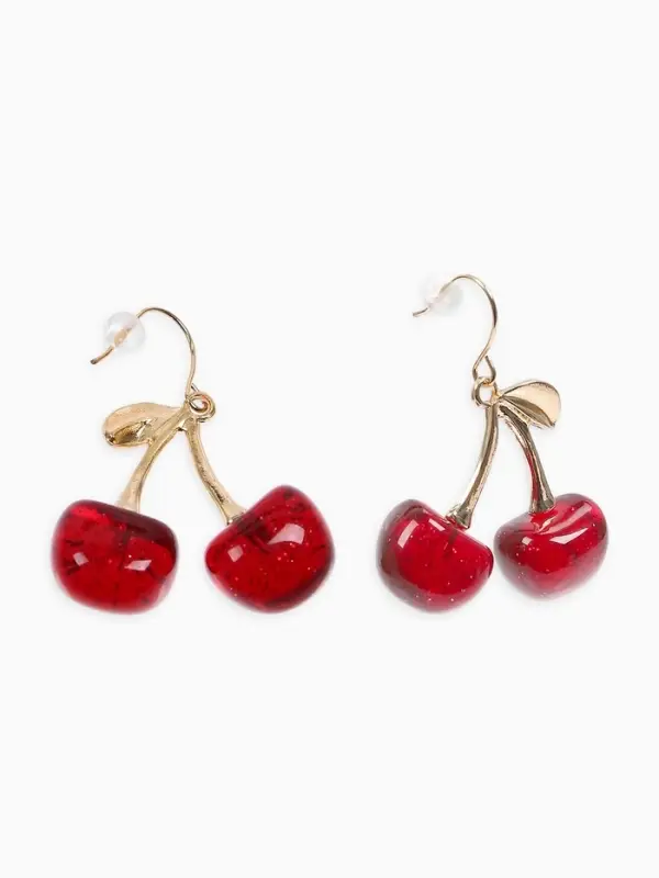 Серьги &laquo;Вишенка&raquo;, бордовые в золоте