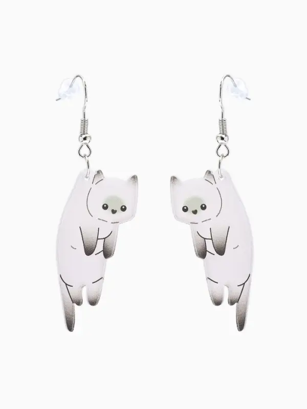 Серьги акриловые &laquo;Котики&raquo;, бело-серые