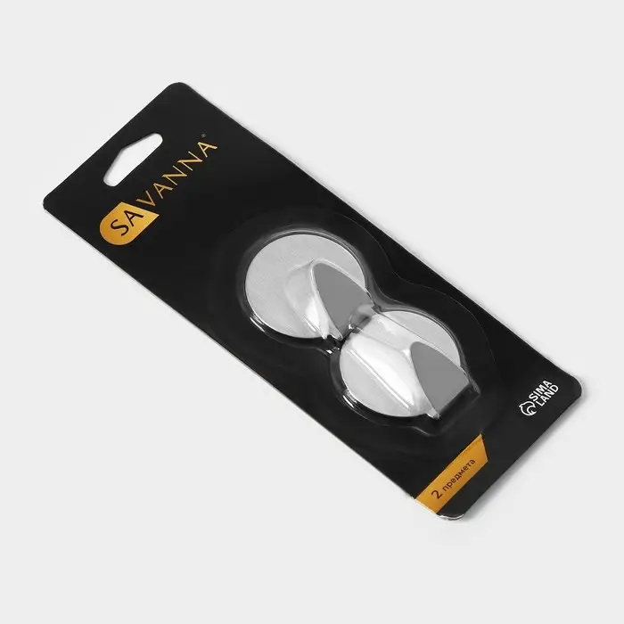 Крючки самоклеящиеся SAVANNA «Круг», 2 шт., металл, 3.7×3.5×1.5 см, хромированные