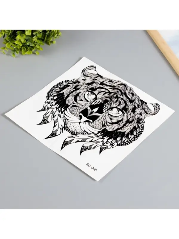 Переводная тату на тело чёрная &laquo;Тигр&raquo;, 38&times;24 см