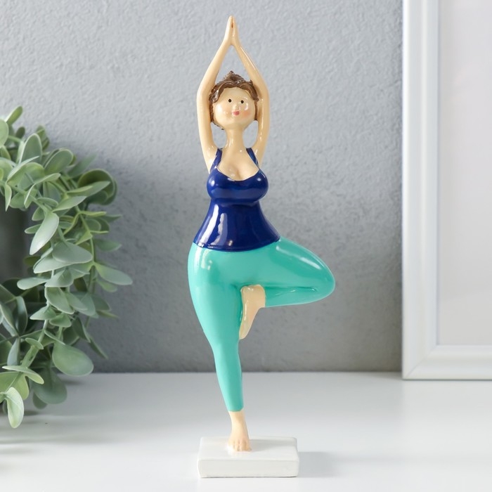 Сувенир полистоун  Сувенир полистоун "Пышечка - йога поза дерева" сине-бирюзовая 7х4,5х20,5 см