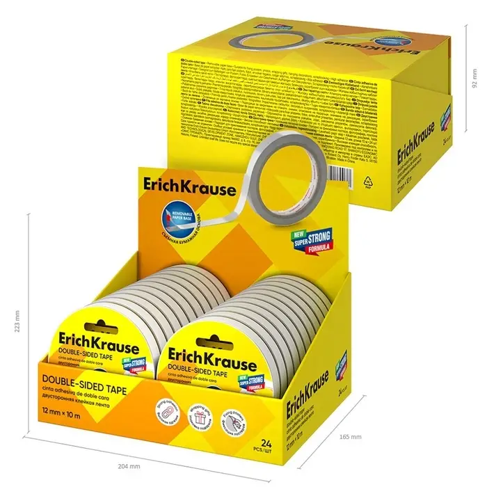 Клейкая лента ErichKrause Double-sided tape, 12 мм &times; 10 м, двусторонняя