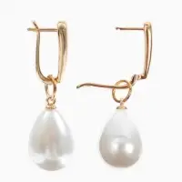 Серьги с жемчугом &laquo;Грейс&raquo;, пухлая капля, белые в золоте