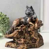 Копилка "Волк на скале" 16х28х27 см, бронза с серебром Копилка "Волк на скале" 16х28х27 см, бронза с серебром