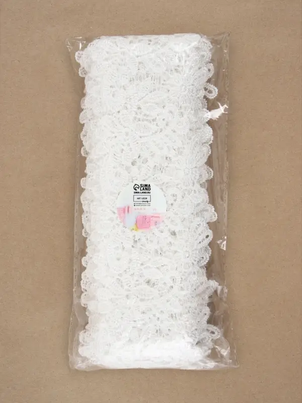 Кружево гипюровое, 85 мм, 6.8&plusmn;0.5 м, цвет белый