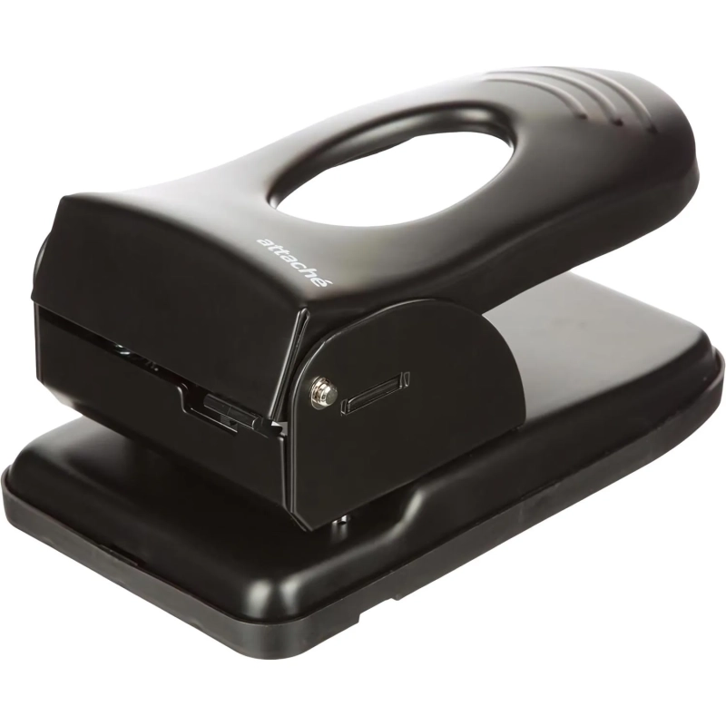 Дырокол металлический Attache до 65 листов, с линейкой, цвет черный