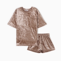Комплект женский(футболка и шорты) KAFTAN Velvet р. 48-50, кофейный