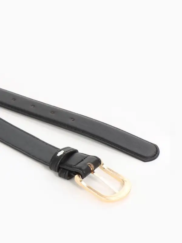 Ремень женский, 110&times;2.8 см, классическая пряжка металл, золотистая, чёрный