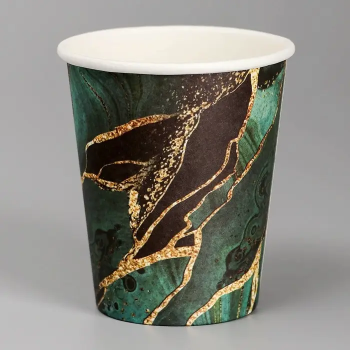 Стакан одноразовый бумажный Стакан одноразовый бумажный "Мрамори",изумруд, 250 мл
