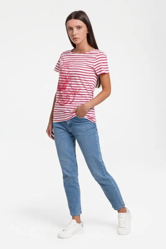 Футболка женская Grand Granat New, белая с красным, размер XS Футболка женская Grand Granat New, белая с красным, размер XS