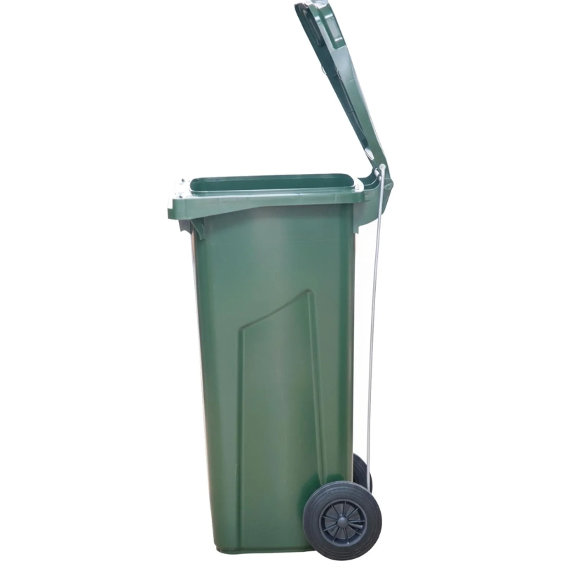 Контейнер-бак мусорный 120л с педальным приводом Г-образ зеленый МКТ 120 ПГ