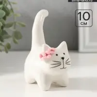 Фигурка керамика &laquo;Котик белый пухлый с розовыми цветочками&raquo;, 7.8&times;5&times;10 см
