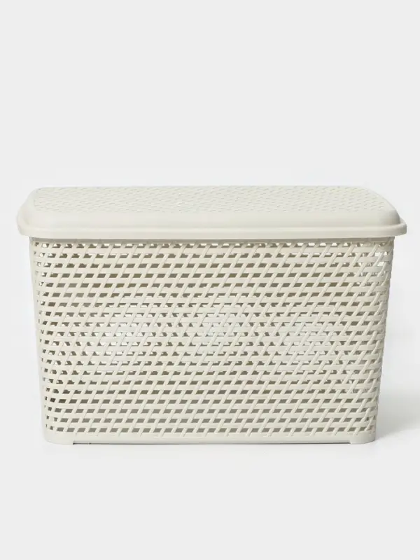 Корзина для хранения &laquo;Ротанг&raquo;, 23 л, 45&times;30&times;26.5 см, с крышкой, белая