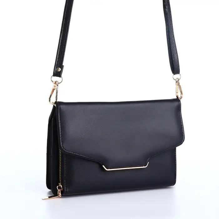 Сумка женская мессенджер на магнитах, 20&times;4&times;13 см, чёрная