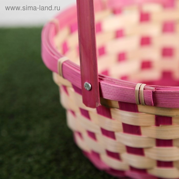 Корзина плетеная, бамбук, 21х21х10/24 см, розовая Корзина плетеная, бамбук, 21х21х10/24 см, розовая
