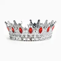 Топпер для торта &laquo;Корона&raquo;, с красными стразами, 15&times;5 см, серебряный
