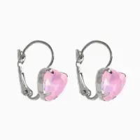 Серьги "Сердечки" лунные, цвет светло-розовый в серебре
