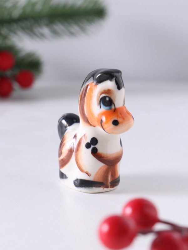 Сувенир Конь Агат, 6,5х5,5х2,5см, гжель, цвет